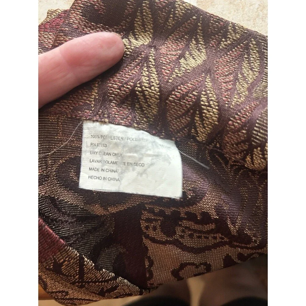 Burgandy Gold Paisley Patchwork Fabric Shower Curtain Hooks 72x72 No Liner Bath